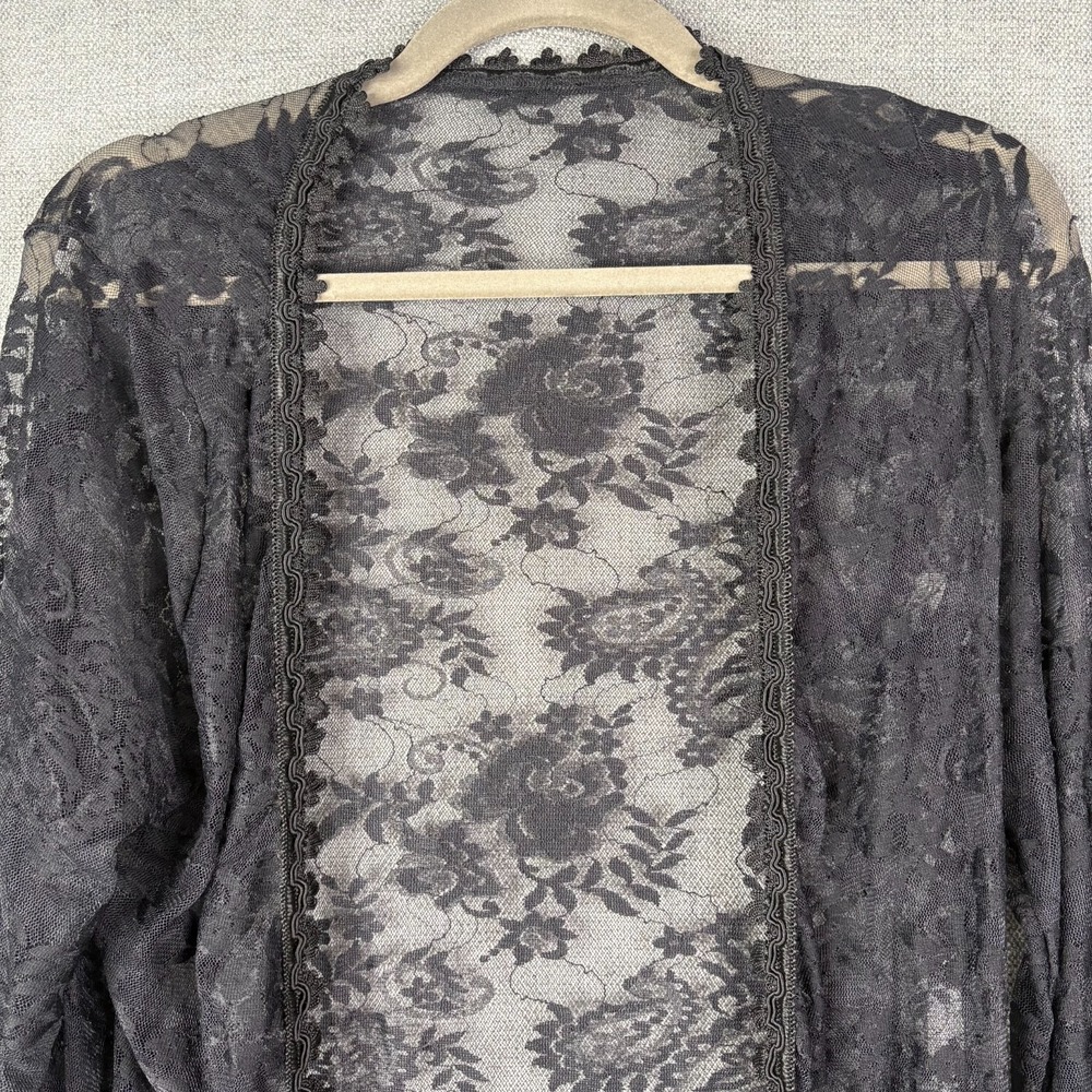 Duster Kimono Cardigan Womens Small Black Lace Open Front Whimsigoth Vamp Witchy - Picture 2 of 10